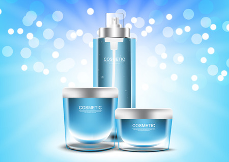 Set of Blue skin care vector cosmetic ads templateのイラスト素材