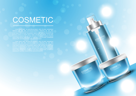 Cosmetic products for oily skin with blue background vector illustration.のイラスト素材