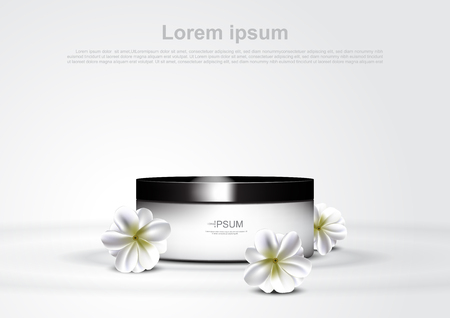 Day cream with jasmines on white background vector cosmetic adsのイラスト素材