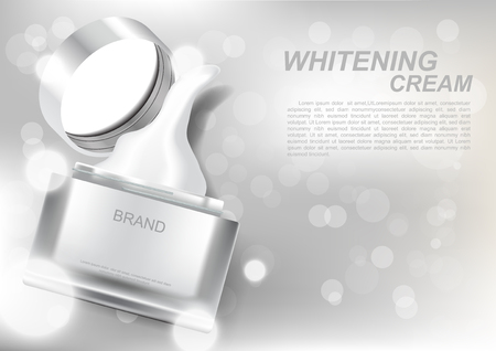 Spill whitening cream and small white bokeh vector cosmetic adsのイラスト素材