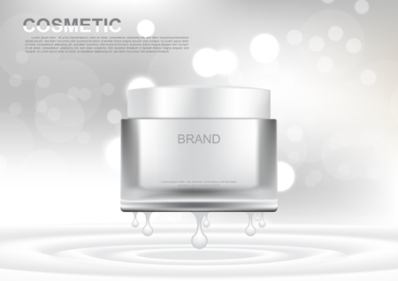 Vector cosmetic ads white lifting cream on white bokeh backgroundのイラスト素材