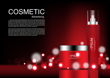 Cosmetic cream with glowing bubble lights on dark backgroundのイラスト素材