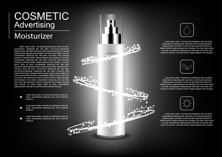 Serum with three light circles and template on dark backgroundのイラスト素材