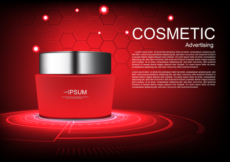 Cosmetic cream on abstract red circle vector cosmetic adsのイラスト素材