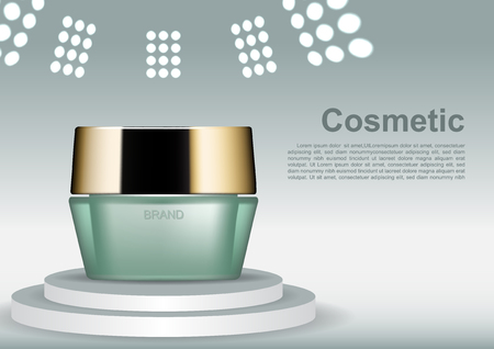 Beauty cosmetic cream on stand with spot lights and template Vector illustration.のイラスト素材