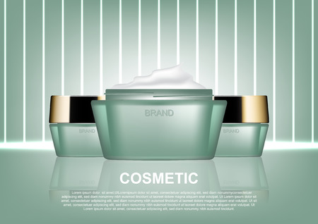 Cosmetic cream on vertical lights background Vector illustration.のイラスト素材