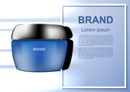 Cosmetic ads template, cosmetic cream with shining light and white frameのイラスト素材
