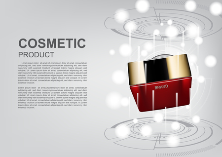 Cosmetic ads poster template, red cosmetic cream with futuristic circle and laserのイラスト素材