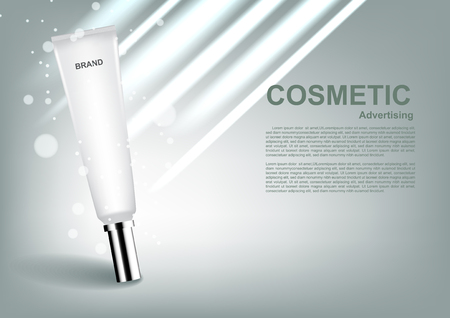 Beauty cosmetic ads, white cosmetic tube with bokeh and shining lightのイラスト素材