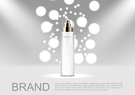 Cosmetic ads template, serum with spot lights and small bubble lightのイラスト素材