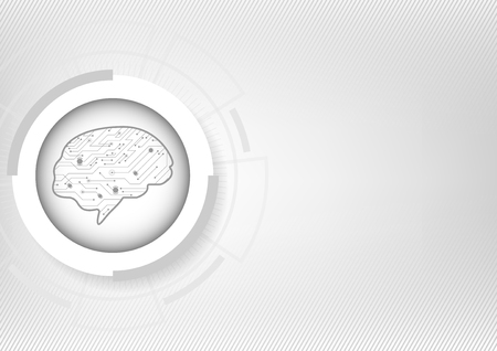 Brain figure with circuit lines. vector modern technology illustrationのイラスト素材