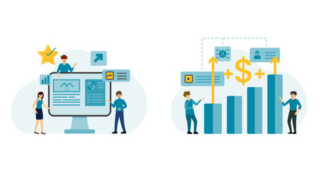Set of Digital marketing illustration flat designのイラスト素材