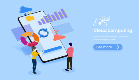 Cloud computing technology banner websiteのイラスト素材