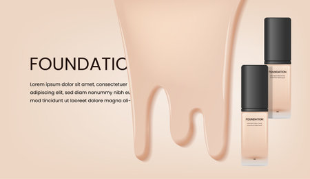 Foundation with falling liquid. skincare adsのイラスト素材