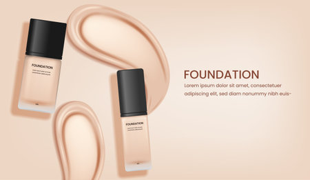 Skicare products with foundation creamのイラスト素材