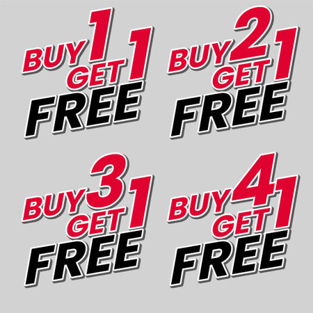 Sale promotion sticker. buy 1 get 1 free and more