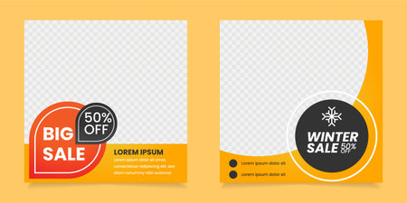 Big sale, winter sale square banner for social media postのイラスト素材