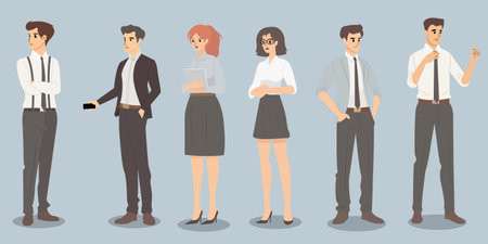 Group of young business people. vector character design