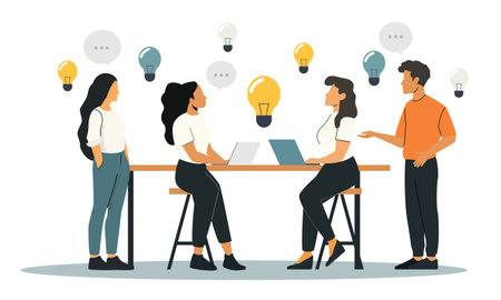 Innovative minds are sharing thoughts on the next project in the pipelineのイラスト素材