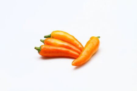Chilli peppers isolated on whiteの写真素材