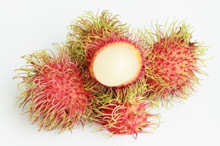 Rambutan With A Peeled Fruit の写真素材