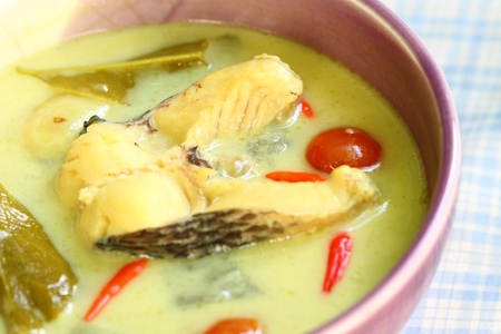 soup with fish and coconut milk