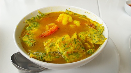 shrimp and vegetable omelet curry の写真素材