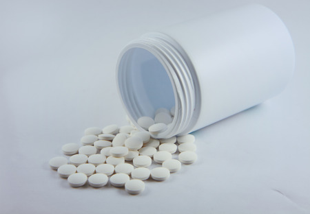 Pharmaceutical drugs on white background.の写真素材