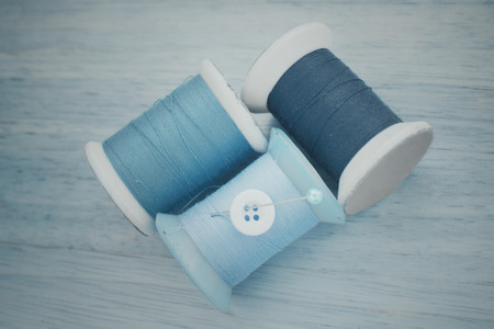 Many colorful thread in spool.の写真素材