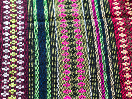 close up of colorful knitted fabricの写真素材