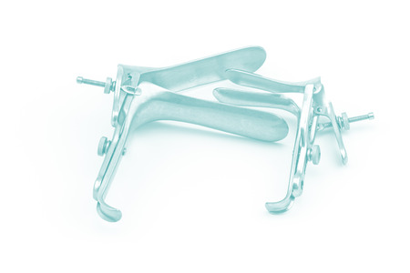 Medical equipment Gynecologic Speculum on white backgroundの写真素材
