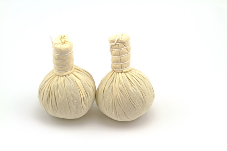 Spa herbal compressing ball on white backgroundの写真素材