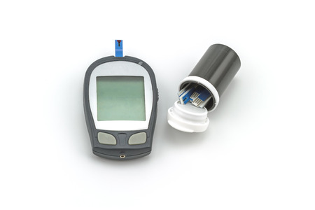 blood glucose meter test kit, the blood sugar value is measured on a finger