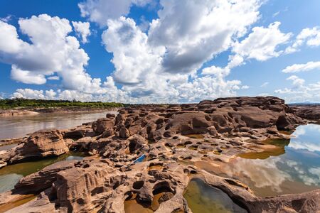 Unseen Thailand stone canyon  at Sam Pan Bok in Mae Kong river. Ubonratchathani Province ,Thailandの写真素材