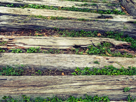 Abstract grunge wood texture on walking way process in vintage styleの写真素材