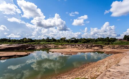 Unseen Thailand stone canyon  at Sam Pan Bok in Mae Kong river. Ubonratchathani Province ,Thailandの写真素材