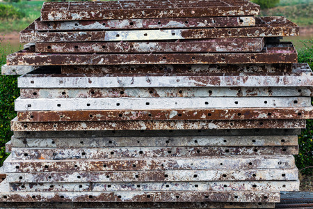 Stack of old brown iron rust for construction background