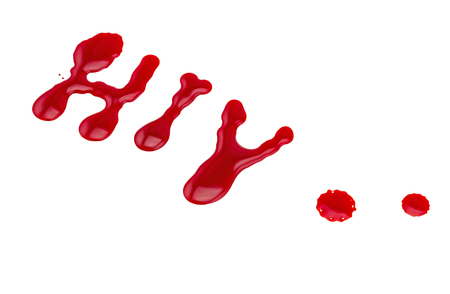 Red blood word HIV  on white backgroundの写真素材