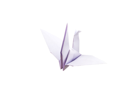 White origami bird (Origami Crane) isolated on white background.の写真素材