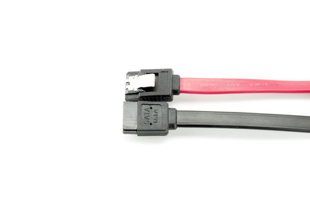 Cable SATA red with black. On a white background.