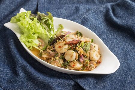 Scallops Thai Spicy Saladの写真素材