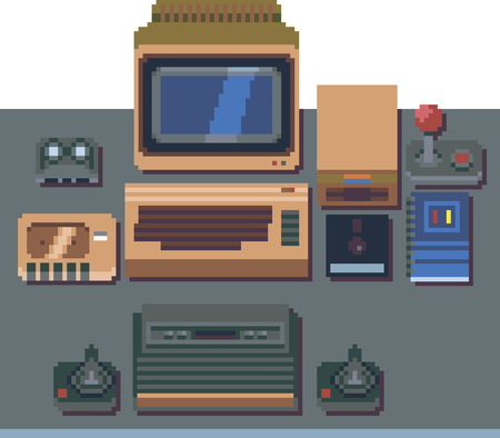 8-bit computers and consoles in pixel artのイラスト素材