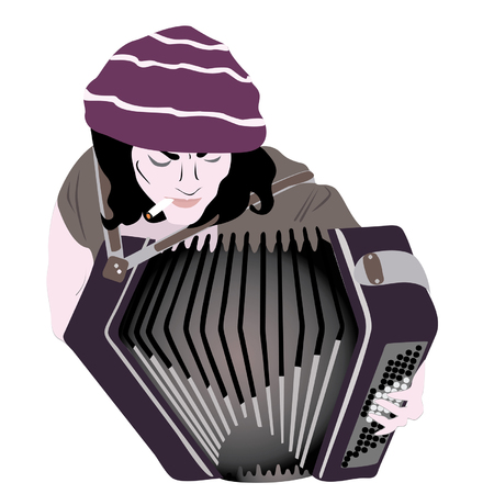 street musician playing the accordionのイラスト素材