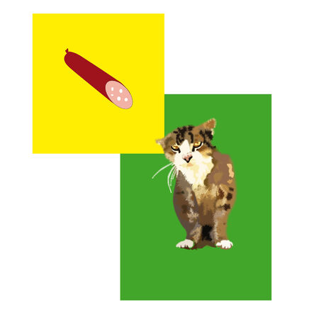 street cat is dreaming about sausageのイラスト素材