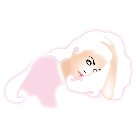 Young beautiful blonde girl with green eyesのイラスト素材