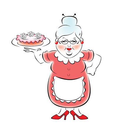 Grandma baked a delicious cakeのイラスト素材