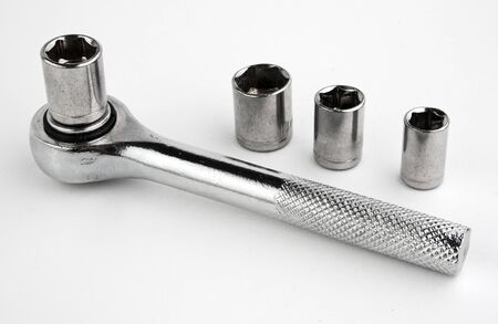 Socket wrench and sockets Ð¾n a white background の写真素材