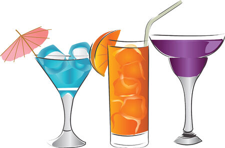 Set 3 style summer beautiful cocktail and beveragesのイラスト素材