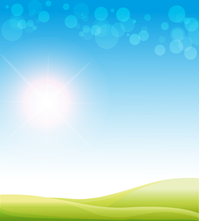 Nature Dream backgroundnatural with green grass and sunのイラスト素材