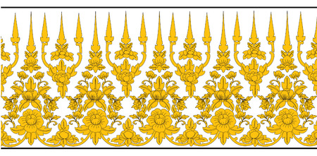 Asian Art Background Thai art pattern flower vectorのイラスト素材